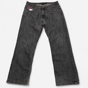 Y2K Vintage Brooklyn Xpress Gray Jeans Red Stitch Checkerboard Men’s 34x32